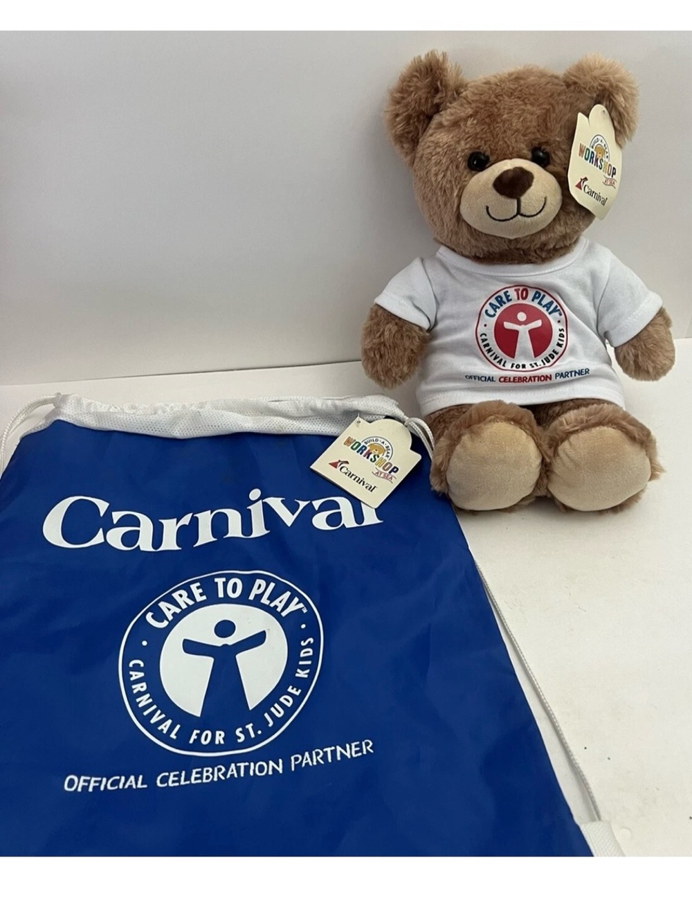 Build A Bear BAB Carnival Cruise Line St Jude Care to Play Teddy Bear Plush Bag